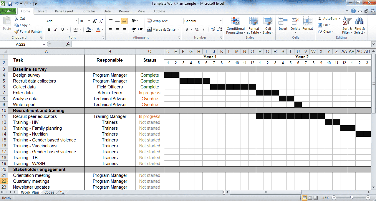 Project Work Plan Template Excel