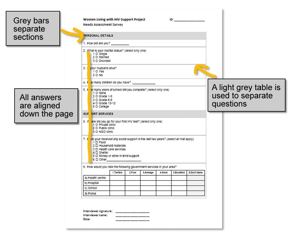 how to design survey forms for quick data entry tools4dev