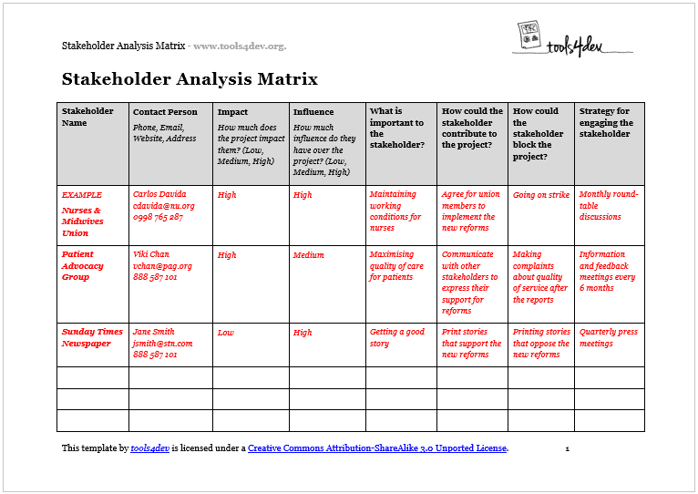 stakeholder paper example